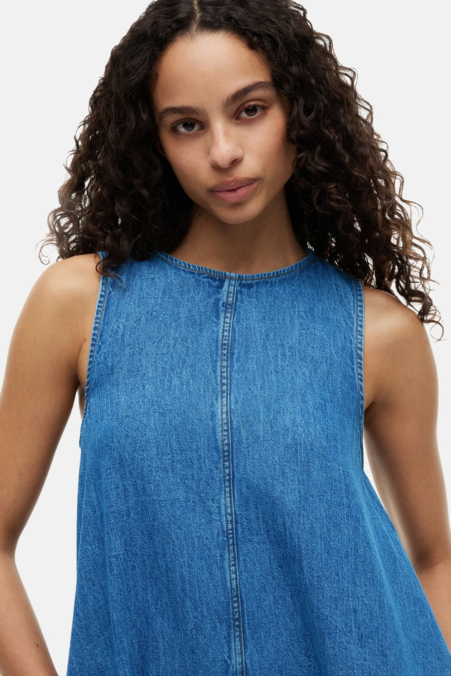 Kleedje met korte mouwen - mid blue denim