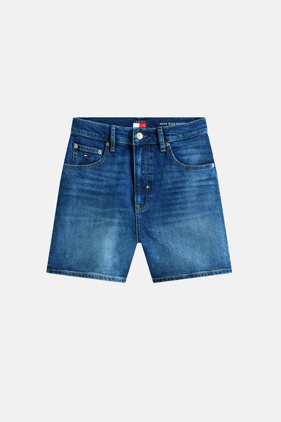 Korte donkerblauwe denim short van TOMMY JEANS, met zakken en een knoopsluiting.