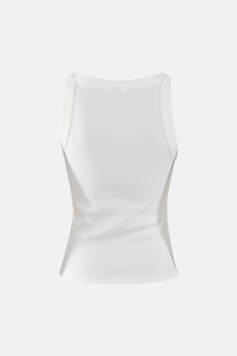 Witte ribbel tanktop van TOMMY JEANS, strak model, rugzijde, minimalistisch design