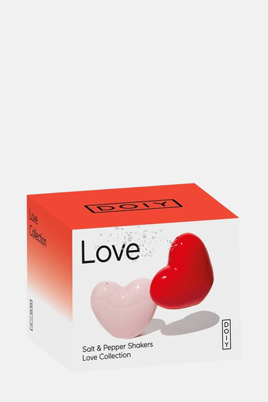 Verpakking van hartvormige zout- en peperstrooiers.