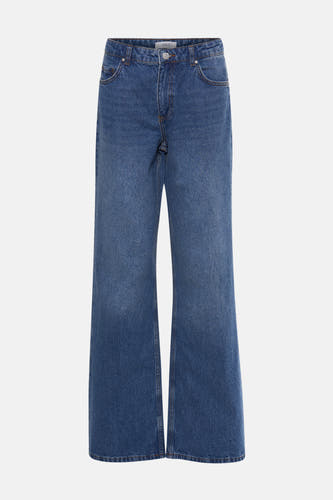 Rechte jeans van blauw denim van ENVII, met een effen wassing en klassieke zakken.
