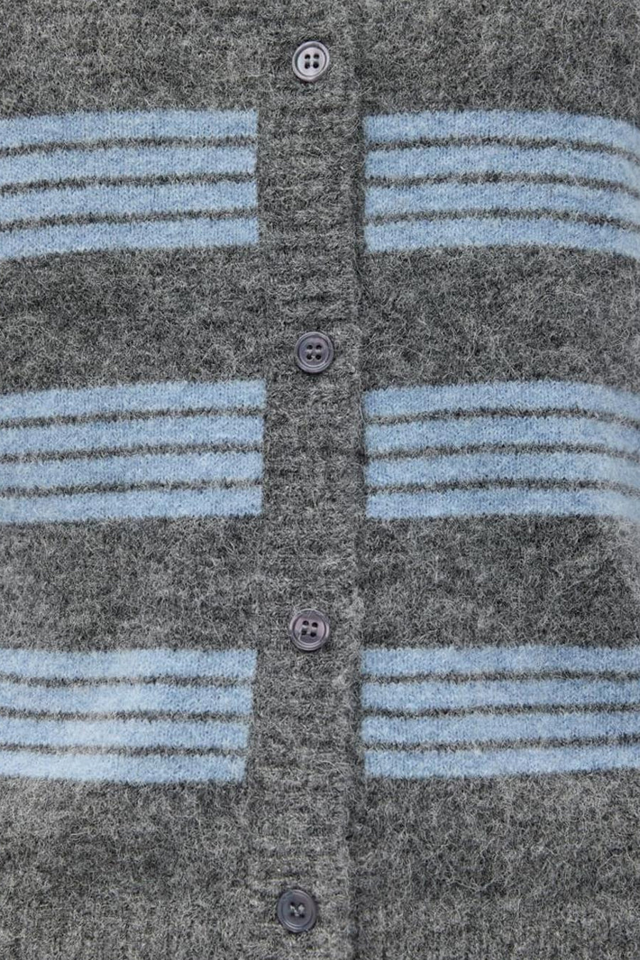 Gilet gris d'ENVII avec des rayures bleu clair et une fermeture à boutons.