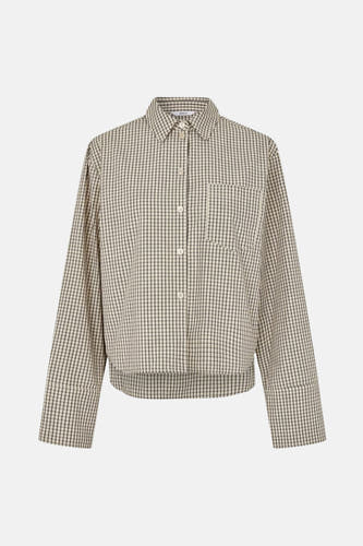 Beige overhemd met lange mouwen van ENVII, met een ruitpatroon en een borstzak.
