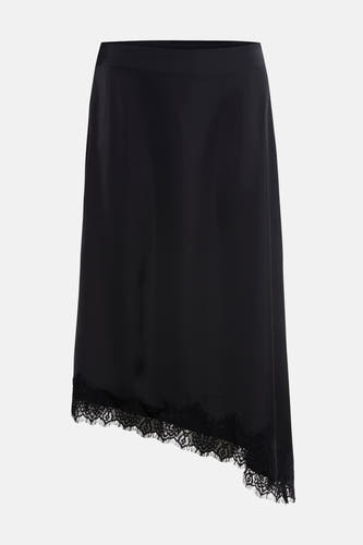 Zwarte rok van ENVII met asymmetrische zoom en kanten details.