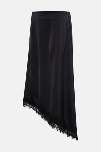 Zwarte rok van ENVII, met asymmetrische zoom en kanten details.
