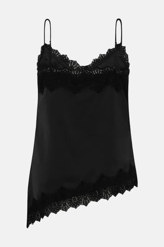 Blouse noire d'ENVII, finie avec des détails de bords le long de la ligne du cou et du bas.