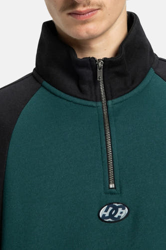 Sweater multicolore de DC SHOES, avec une fermeture éclair et un logo sur la poitrine.
