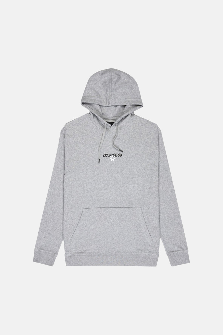 Grijze sweater met kap van DC Shoes, met logo op de borst en een buidelzak.