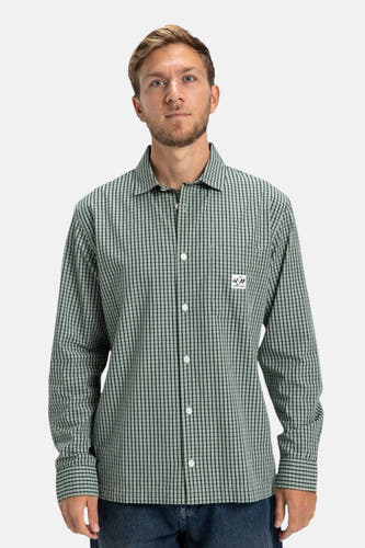 Groen overhemd met lange mouwen van DC SHOES, met een kleine geruite print.