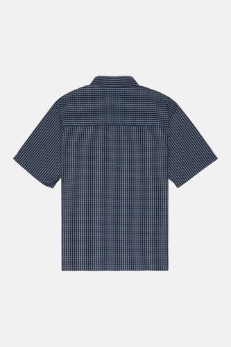 Blauw geruit hemd met korte mouwen van DC SHOES, gezien vanaf de achterkant.