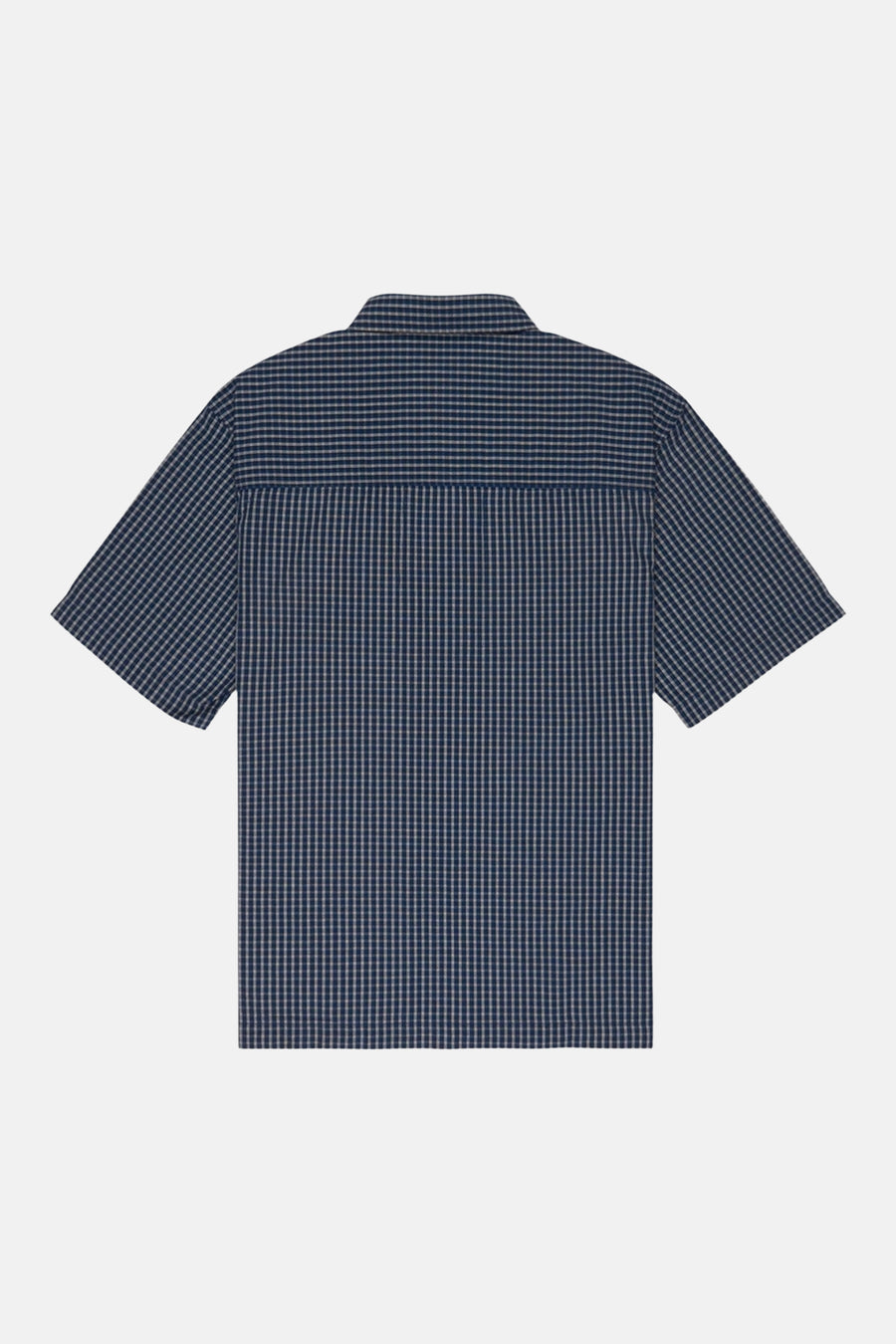 Blauw geruit hemd met korte mouwen van DC SHOES, gezien vanaf de achterkant.