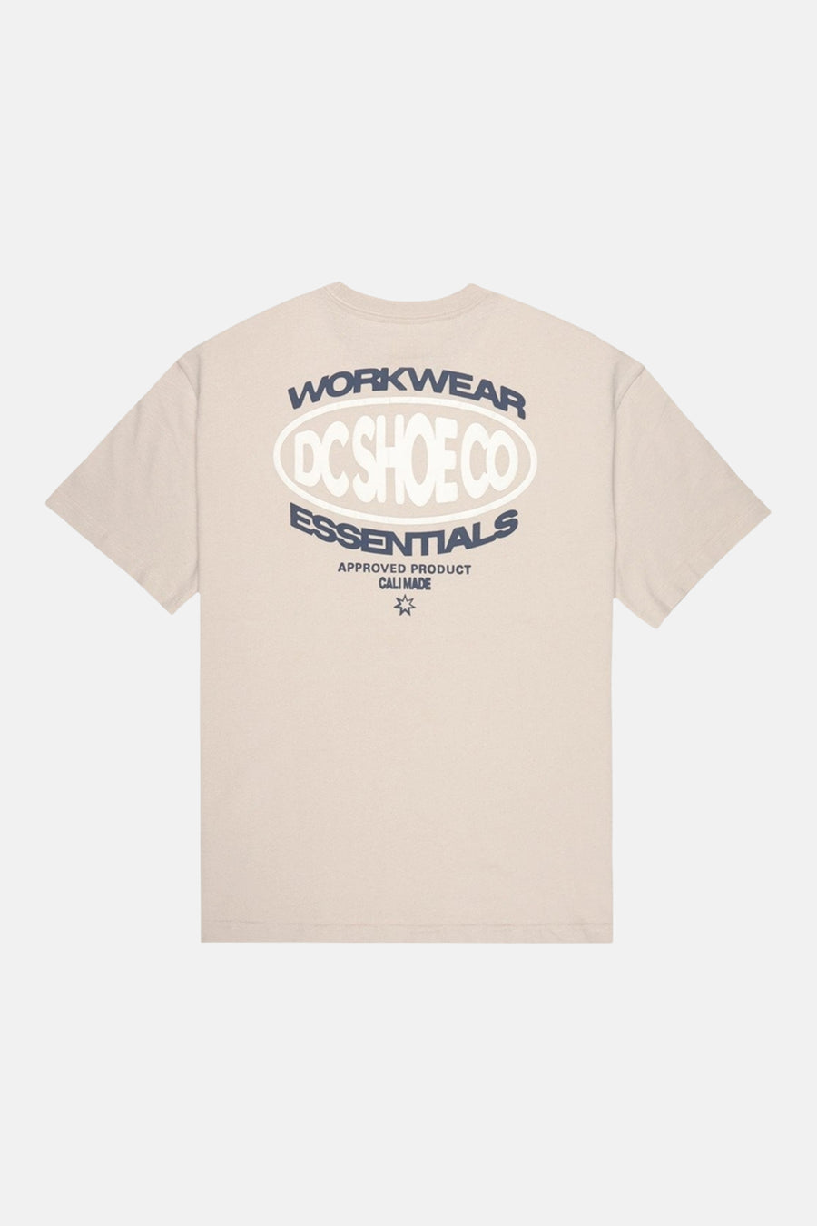 T-shirt beige à manches courtes de DC SHOES, avec logo et texte dans le dos.