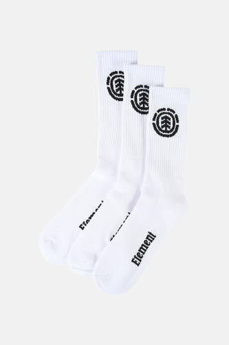 Chaussettes blanches ELEMENT avec un logo noir.