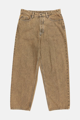 Off white denim jeans wide van ELEMENT, met een gevlekte textuur en een rechte pijp.
