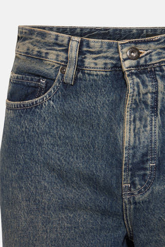 Blauwe denim jeans wide van ELEMENT, met stonewash effect en zakdetail.
