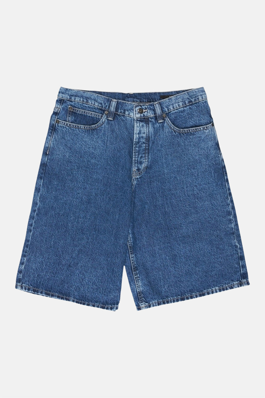 Short en jean en denim bleu de ELEMENT, avec poches classiques et jambes droites.