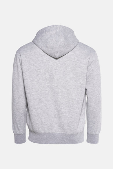 Gilet gris avec capuche d'ELEMENT, vu de derrière avec un motif lisse et des manches longues.