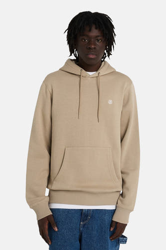 Beige hoodie van ELEMENT, met lange mouwen, een capuchon en een zak aan de voorkant.