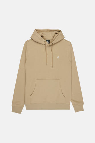 Beige sweater met kap van ELEMENT, met logo op de borst en een buidelzak.