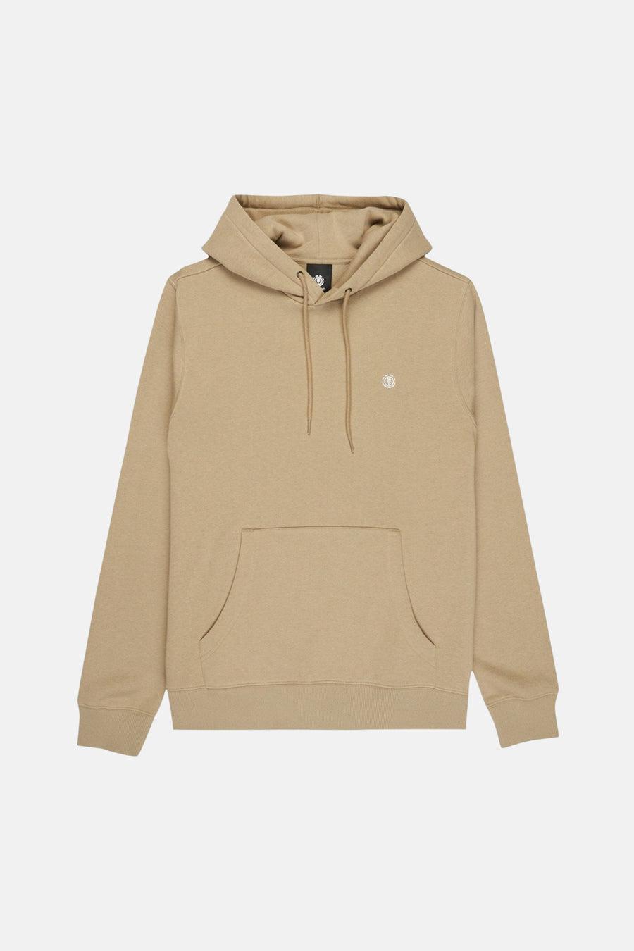 Beige sweater met kap van ELEMENT, met logo op de borst en een buidelzak.