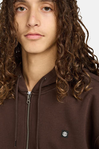 Bruine sweater van ELEMENT met rits en capuchon.