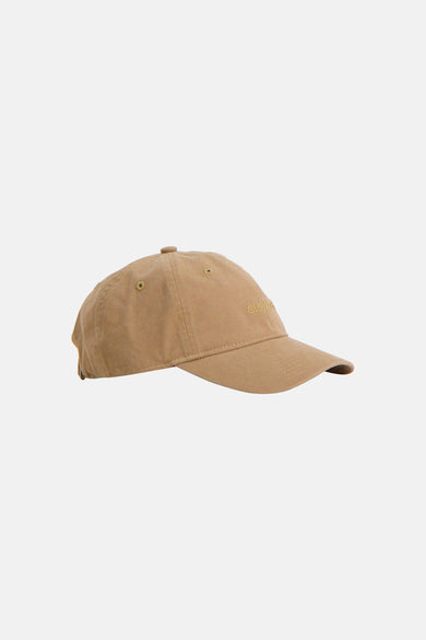 Casquette beige d'ELEMENT, avec des détails subtilement brodés sur le côté, en vue latérale.