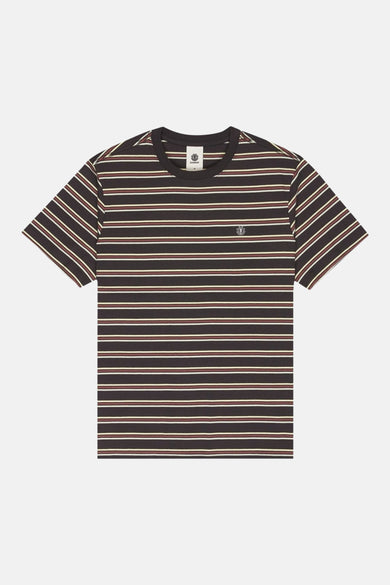 T-shirt met korte mouwen multicolor van ELEMENT, met horizontale bruine, rode en witte strepen.
