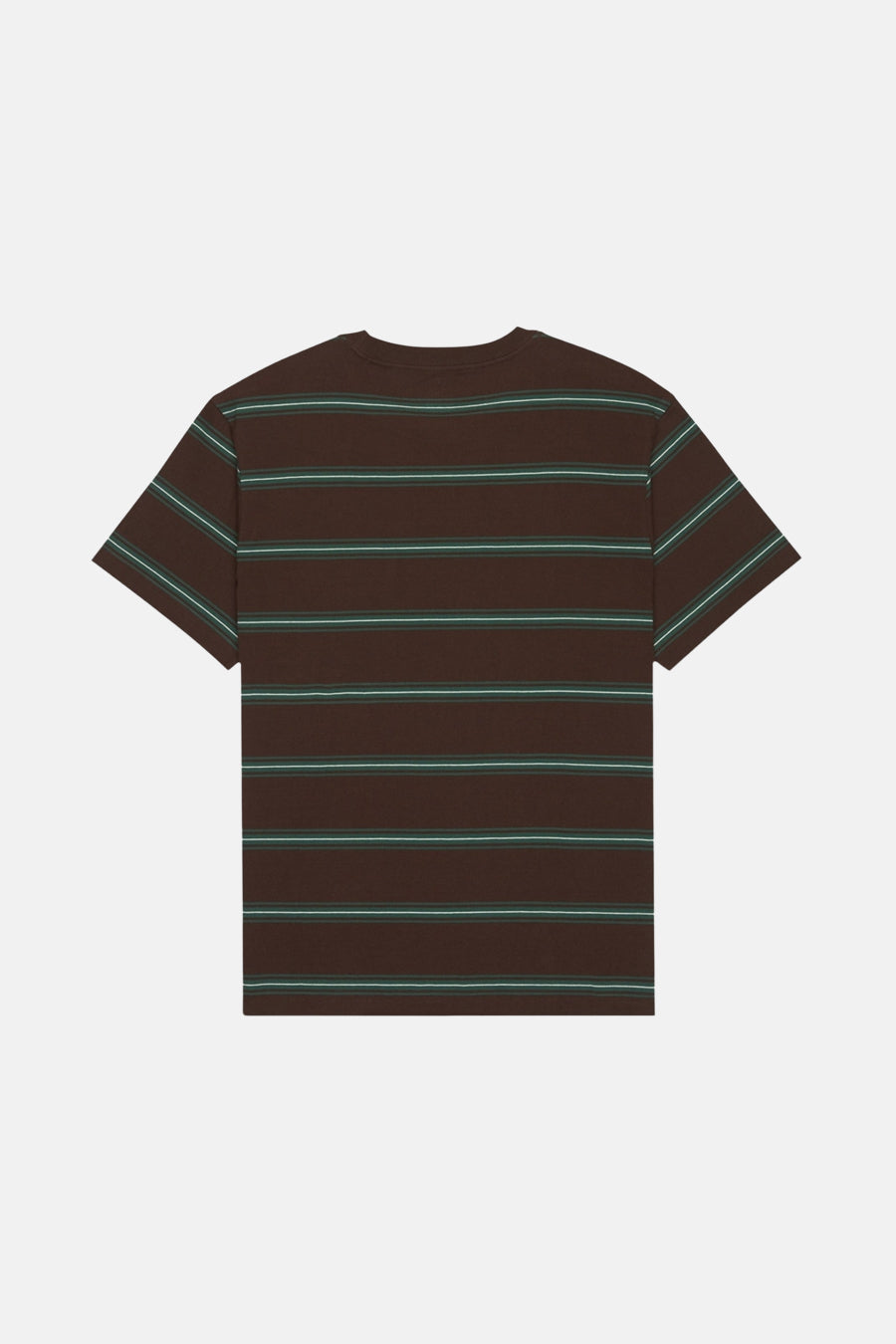 Bruin T-shirt met korte mouwen van ELEMENT, met een gestreept patroon in blauw en wit.