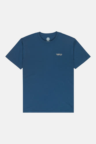 T-shirt bleu à manches courtes d'ELEMENT, en tissu uni avec un petit logo sur la poitrine.