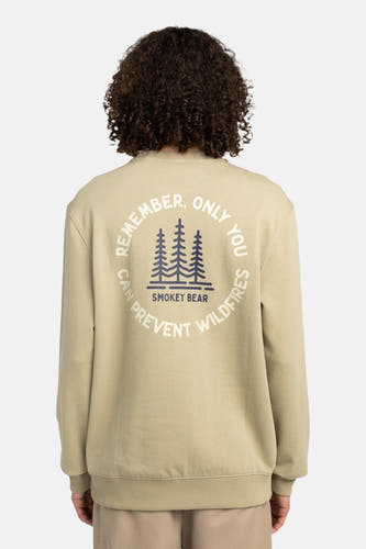 Pull-over vert vert avec col rond d'ELEMENTLEMENT avec'im Smoo Bear sur le dos.