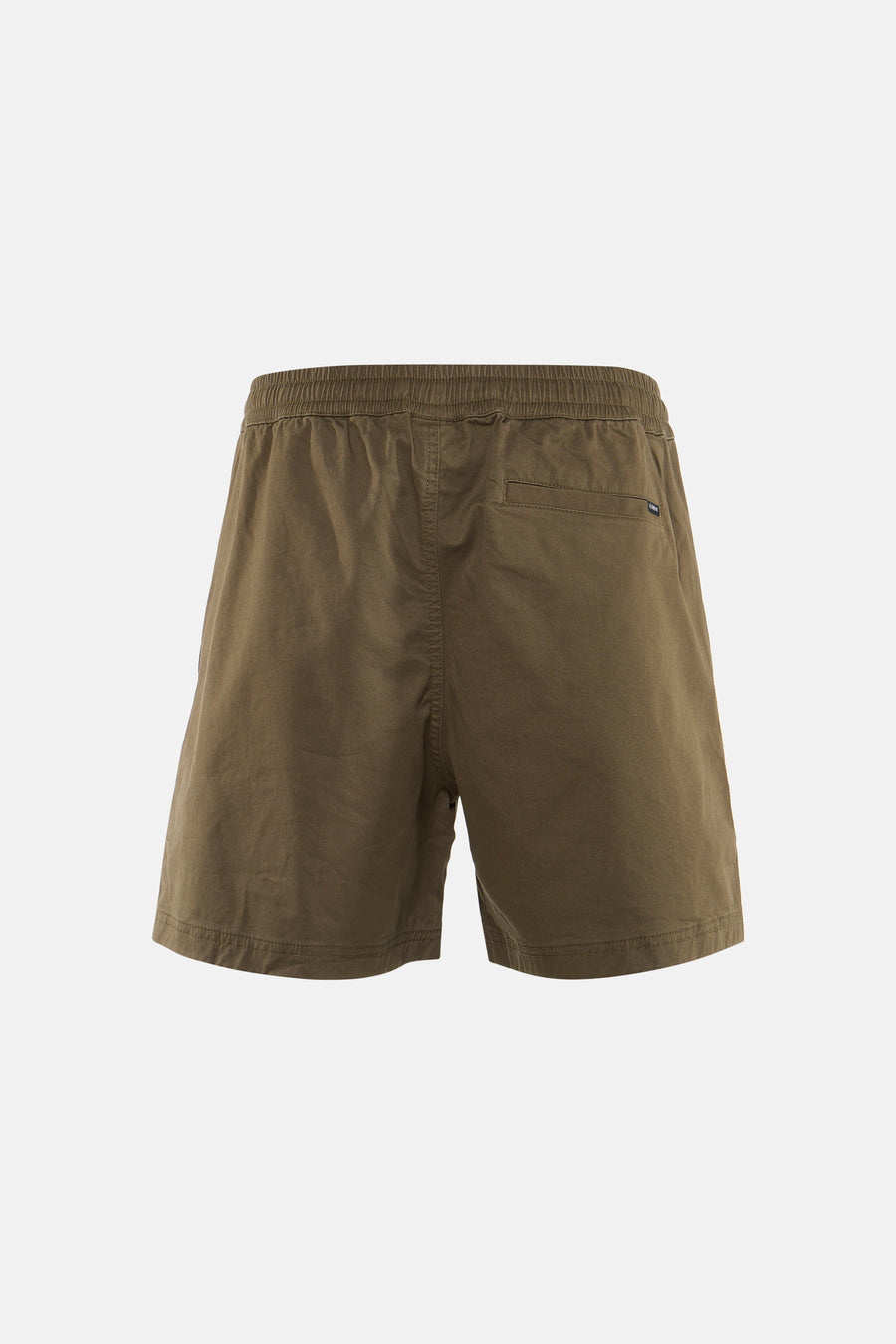 Short kaki de ELEMENT avec taille élastique et poche arrière, vue arrière.