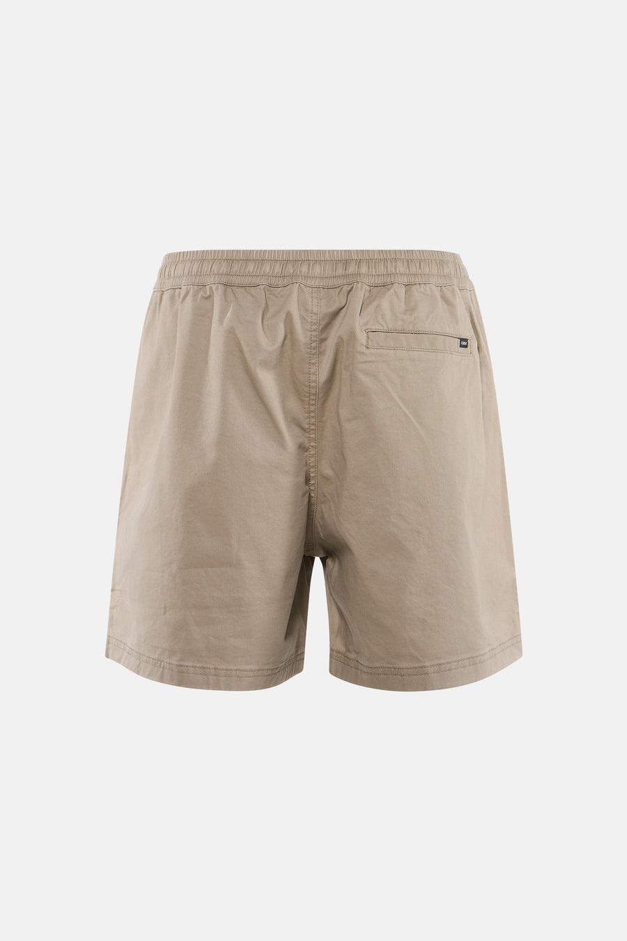 Beige short van ELEMENT met elastische tailleband en achterzakje, achterzijde getoond.
