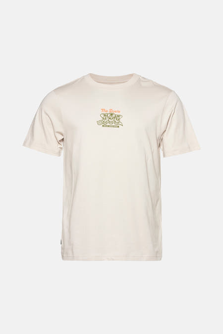 Ecru T-shirt met korte mouwen van ELEMENT, met grafische print van 'The Doers' met schedels.
