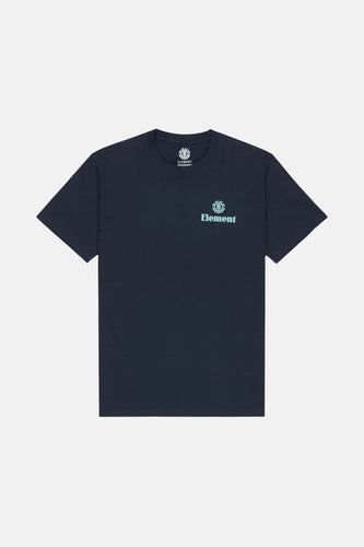 Blauw T-shirt met korte mouwen van ELEMENT, met logo op de borst en nek.