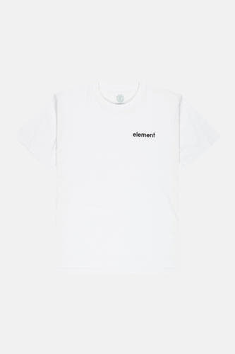 Wit T-shirt met korte mouwen van ELEMENT, met een klein zwart logo op de borst.