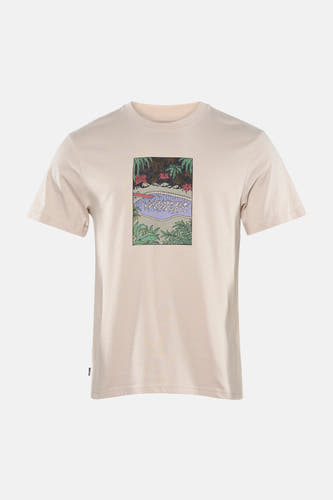 T-shirt beige à manches courtes de ELEMENT, avec un imprimé graphique, à combiner avec un jean et des chaussures.