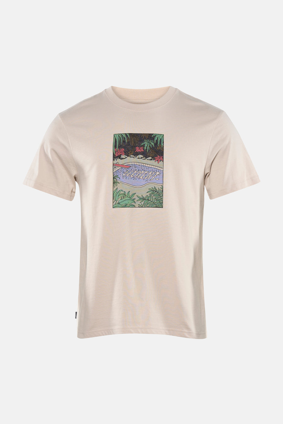T-shirt beige à manches courtes de ELEMENT, avec un imprimé graphique, à combiner avec un jean et des chaussures.