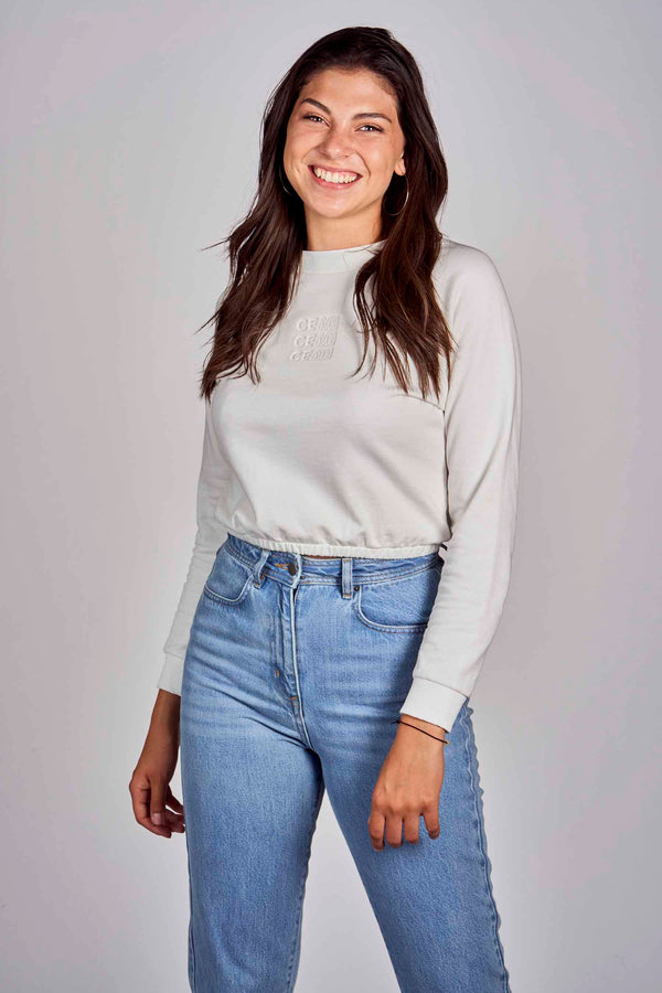 Sweat col O Blanc - CEMI by Céline & Michiel