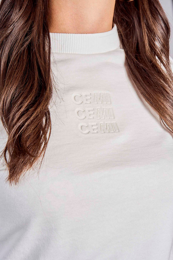 Sweat col O Blanc - CEMI by Céline & Michiel