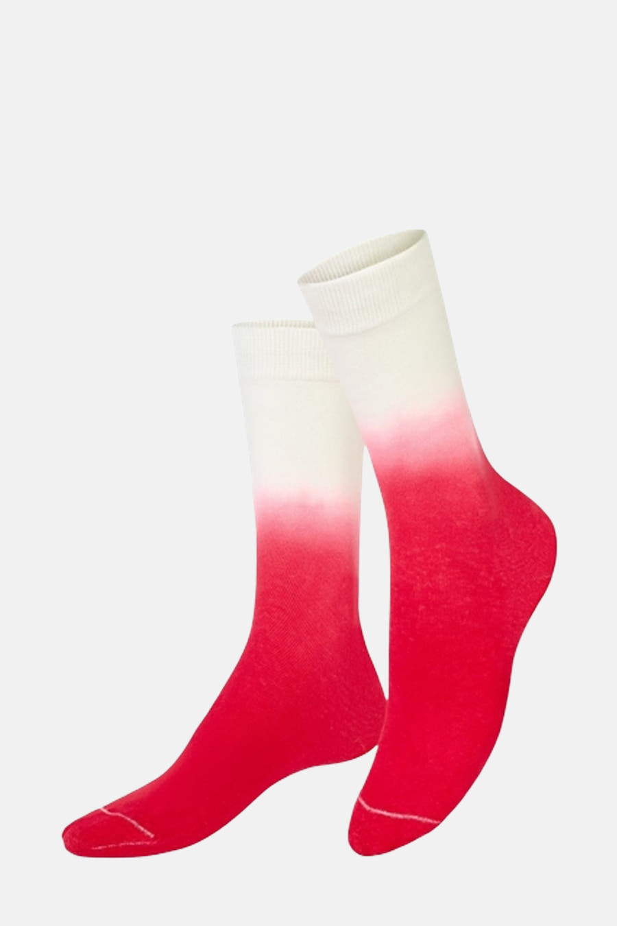 Chaussettes multicolores d'EAT MY SOCKS, avec une dégradé de blanc à rouge.
