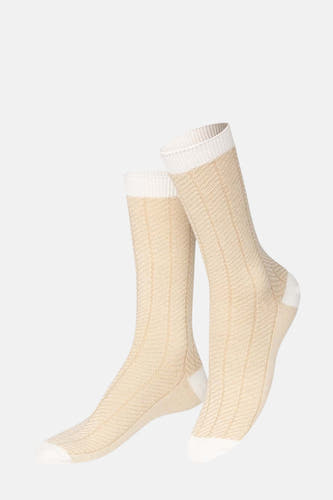 Chaussettes multicolores d'EAT MY SOCKS avec motif côtelé et orteils et bord blancs.