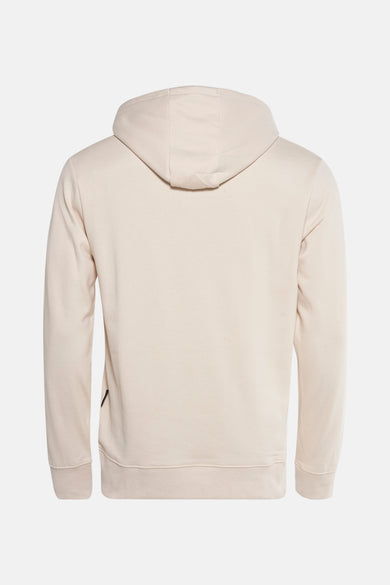 Ecru sweater met capuchon van Quiksilver, gezien van achteren, met lange mouwen en een effen kleur.