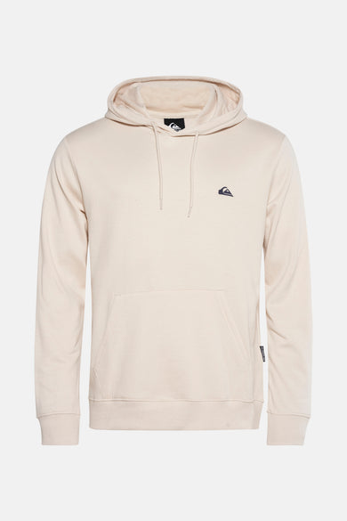 Ecrukleurige hoodie van Quiksilver met een logo op de borst en een kangoeroezak.