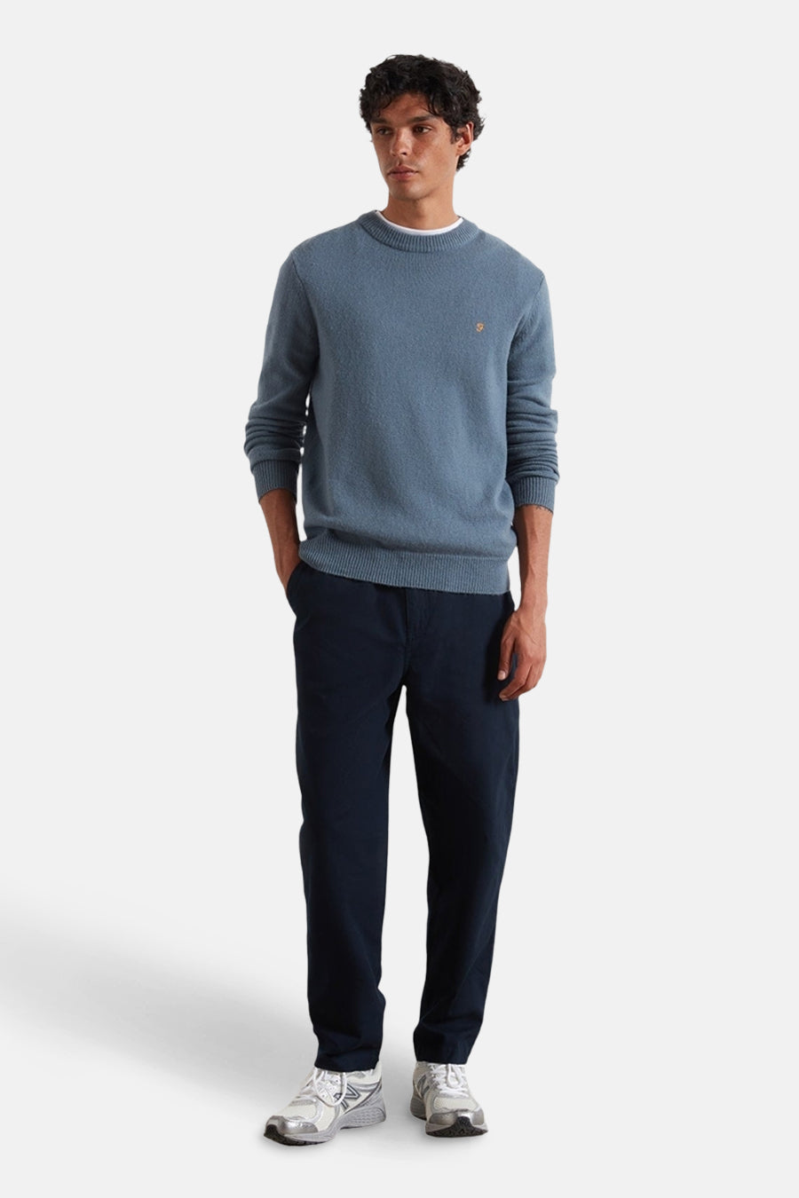 Pull à col rond - bleu - FARAH