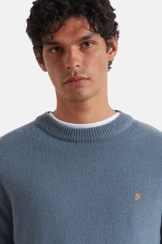 Pull à col rond - bleu - FARAH