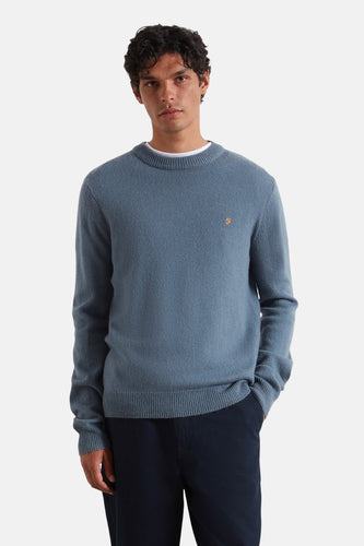 Pull à col rond - bleu - FARAH