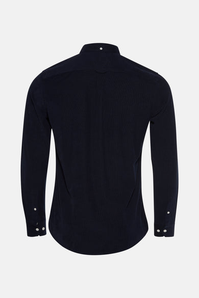 Chemise bleue marine à manches longues de FARAH, dos visible, avec col et boutons.