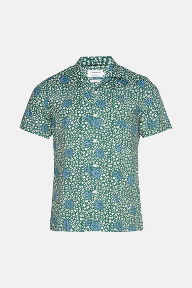 Chemise verte à manches courtes de FARAH, avec un imprimé fleuri et une fermeture à boutons.