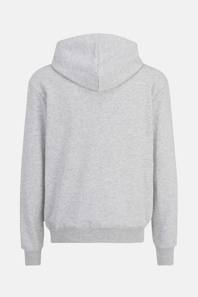 Grijze hoodie van FILA, achterkant weergegeven, melange stof, ribboorden aan zoom en mouwen