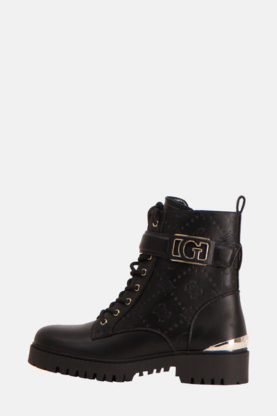Bottines noires Guess avec détail en boucle et motif subtil